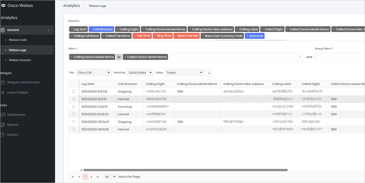 WebEx widget screenshot